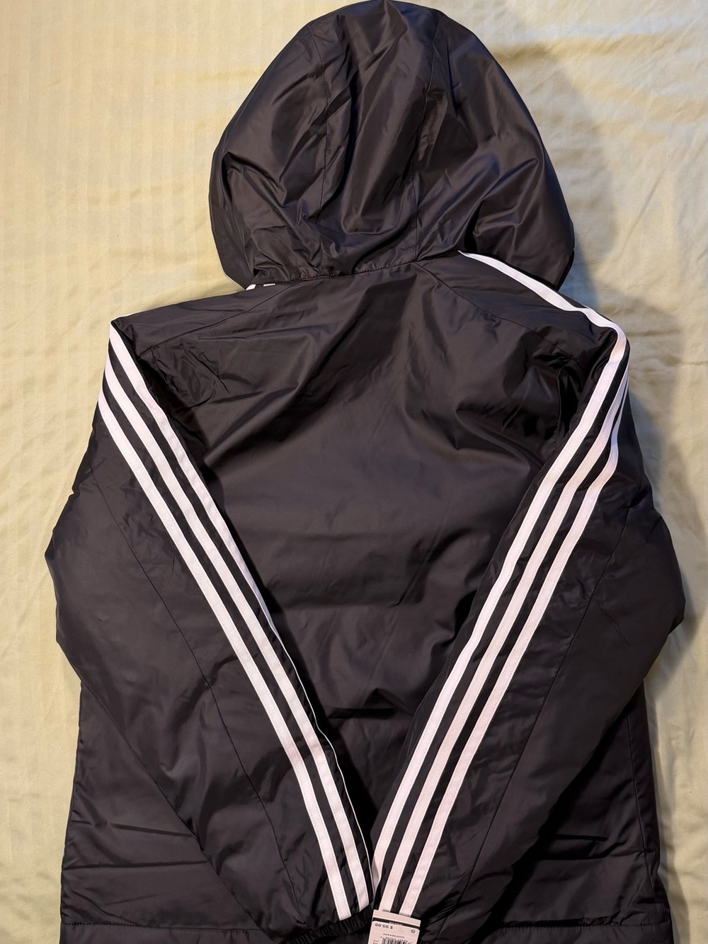 adidas Black Hooded Jacket with White Stripe Accents - Picture 2 of 6